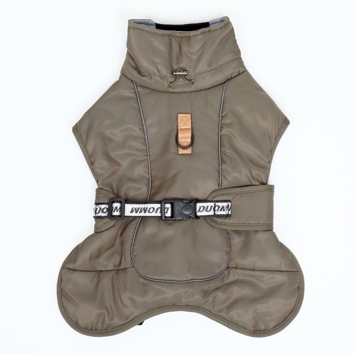 Попона для больших собак, мембранная ткань,  размер 2XL (ДС 43, ОШ 46, ОГ 62-68 см), хаки