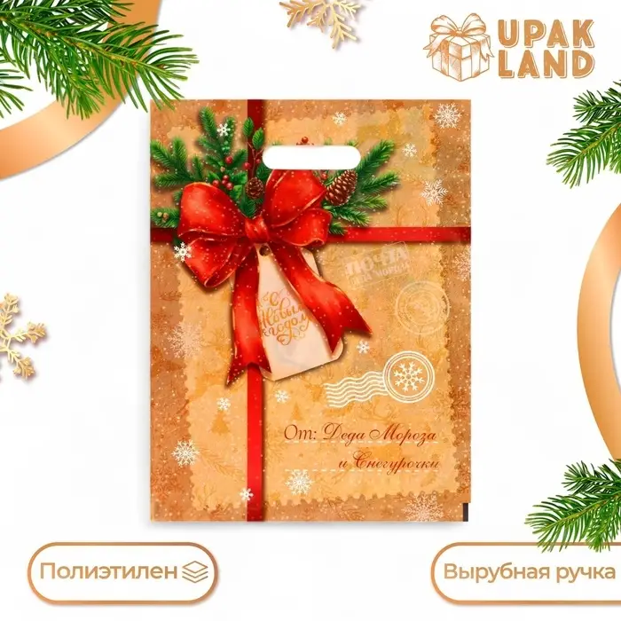 Пакет «Послание от деда мороза и снегурочки», полиэтиленовый с вырубной ручкой, 30×40 см Пакет «Послание от деда мороза и снегурочки», полиэтиленовый с вырубной ручкой, 30×40 см