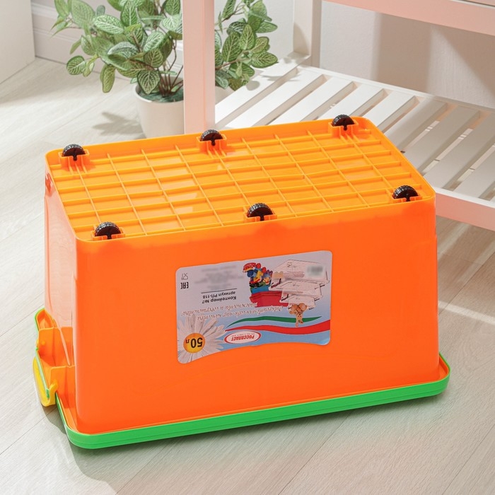 Контейнер для хранения с крышкой, 50 л, 63×40×33 см, на колёсиках, цвет МИКС Контейнер для хранения с крышкой, 50 л, 63×40×33 см, на колёсиках, цвет МИКС