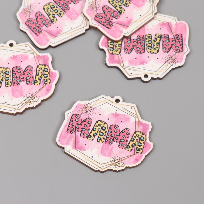 Декор для творчества дерево Декор для творчества дерево "Геометрический узор - мама" набор 5 шт 3,8х4,4х0,3 см