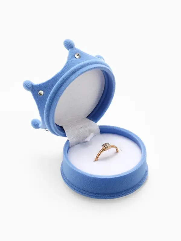 Футляр под серьги, кулон, кольцо &laquo;Корона&raquo;, бархатный, 5.5&times;5.5&times;4.5 см, голубой