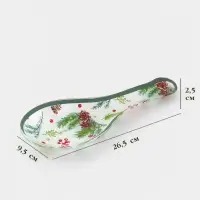 Подставка под ложку «Еловые ветки» 26.5×9.5×2.5 см, стекло, белая, зелёная