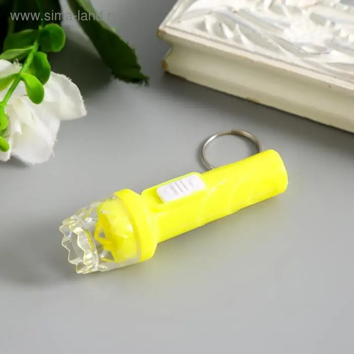 Фонарик брелок для ключей на кольце «Фигурный край», горит, 6.7×2×2 см, МИКС Фонарик брелок для ключей на кольце «Фигурный край», горит, 6.7×2×2 см, МИКС