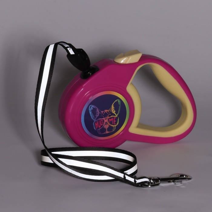 Рулетка Рулетка "Пижон" с прорезиненной ручкой, 3 м, до 15 кг, трос, розово-жёлтая