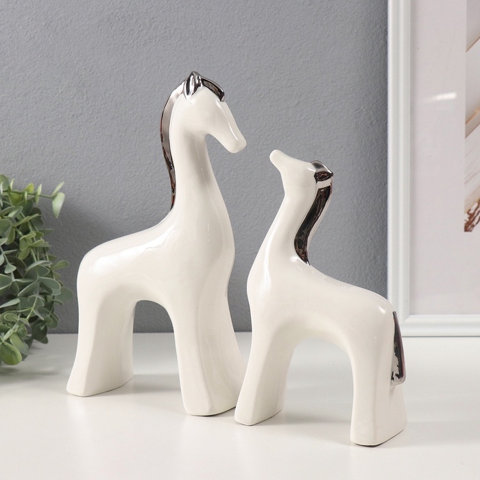 Сувенир керамика Сувенир керамика "Лошади с серебристой гривой" набор 2 шт h=19,5 см 7х16х24,5 см