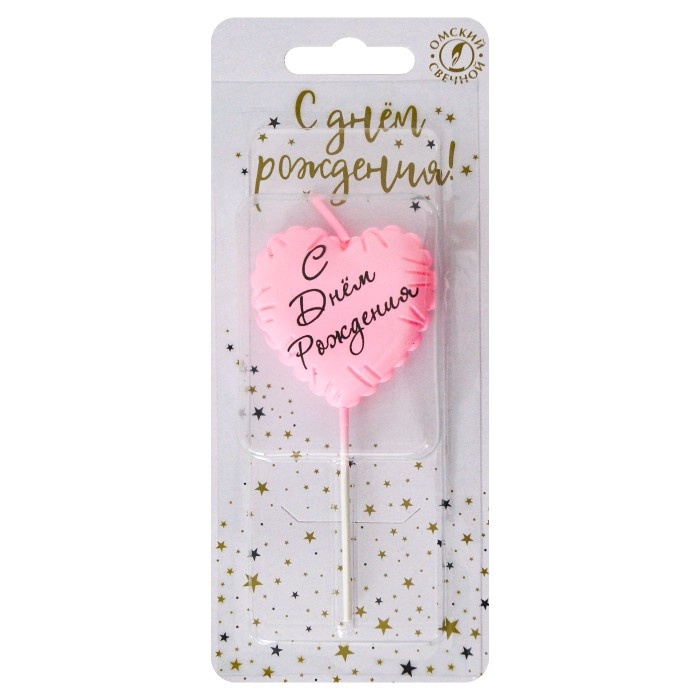 Свеча в торт «Воздушный шарик. Сердечко»,  розовое Свеча в торт «Воздушный шарик. Сердечко»,  розовое