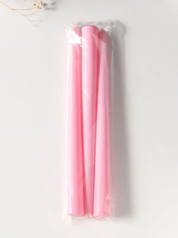 Набор свечей античных 25 см, 3 шт., 58 г, 7 ч, пастельно-розовый