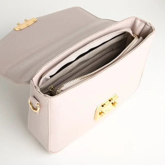 Сумка женская мессенджер TEXTURA на клапане, 23&times;6&times;17 см, бежевая