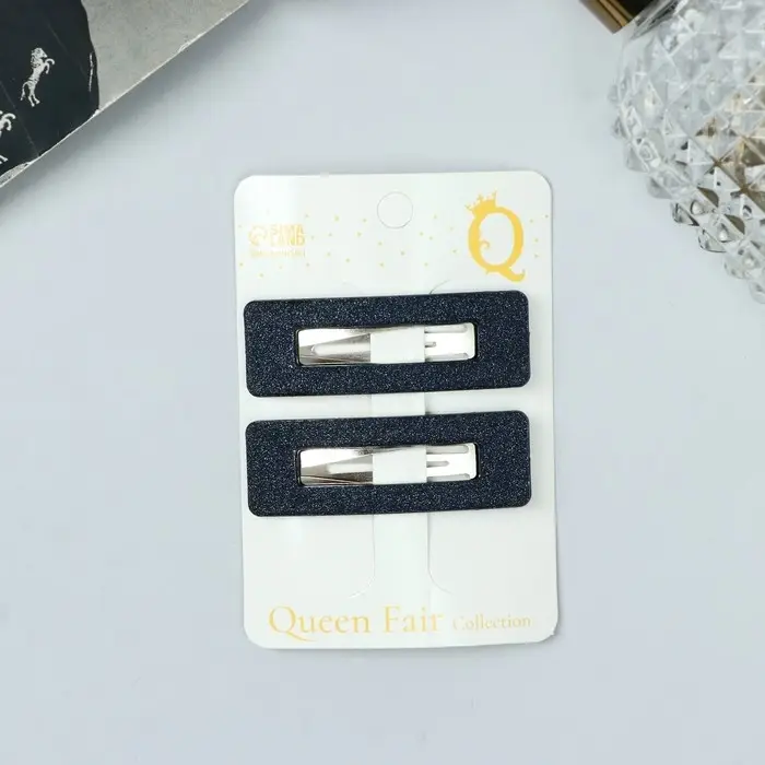 Невидимки для волос «Адели», набор 2 шт., блеск прямой, 5 см, чёрные