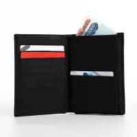 Портмоне мужское, без застёжки, 3 в 1, автодокументы, паспорт, чёрное