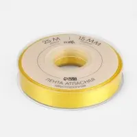 Лента атласная TEIRA, двухсторонняя, 15 мм, 25&plusmn;1 м, жёлтая №0645