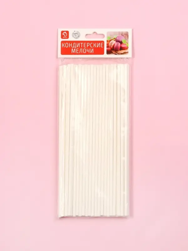 Палочки для кондитерских изделий Доляна, d=0.4 см, 20 см, набор 50 шт., бумага, белые