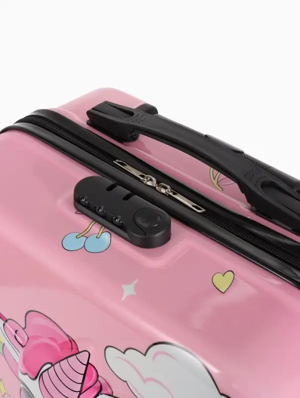 Чемодан дет Единорог 18 Чемодан дет Единорог 18", 35*22*27 см, отдна молнии, код.замок, 4 колеса,