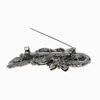 Брошь "Императрица" букет, цвет чёрно-серый в сером