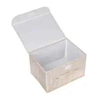 Кофр для хранения с крышкой тм VETTA ЛЁН, полиэстер, 38х24х24см, бежевый