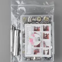 Кнопки установочные, Дельта, d=15 мм, 40 шт., с установщиком, в органайзере, 11.8&times;8.1&times;2.3 см, цвет серебряный