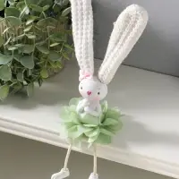 Сувенир полистоун "Заюшка с розовым бантиком в цветочной юбочке" длинные ножки 4,8х4х24,5 см   10928