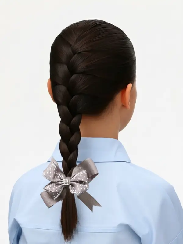 Бант для волос на резинке &laquo;Школьница&raquo;, звезда, 12 см, серый