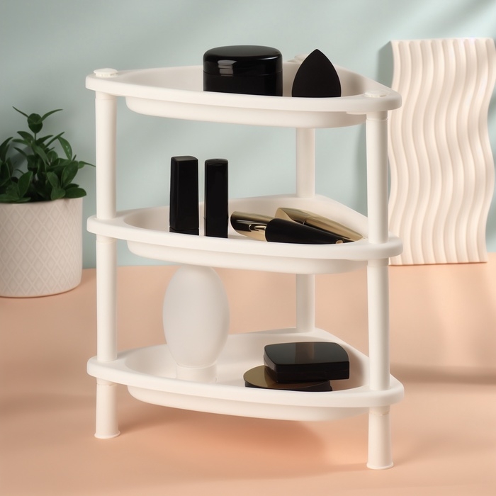 Органайзер для хранения косметики, угловой, 3 секции, 28×19.5×29 см, белый Органайзер для хранения косметики, угловой, 3 секции, 28×19.5×29 см, белый