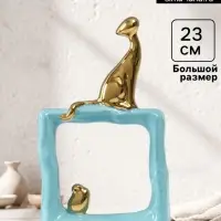 Фигурка керамика &laquo;Кошки-мышки. Квадрат&raquo;, голубой с золотом, 5.2&times;13.5&times;23 см