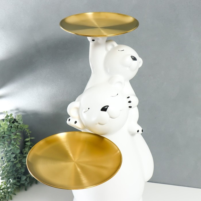 Сувенир полистоун подставка Сувенир полистоун подставка "Белый мишка с медвежонком на плечах" 76х32х32 см