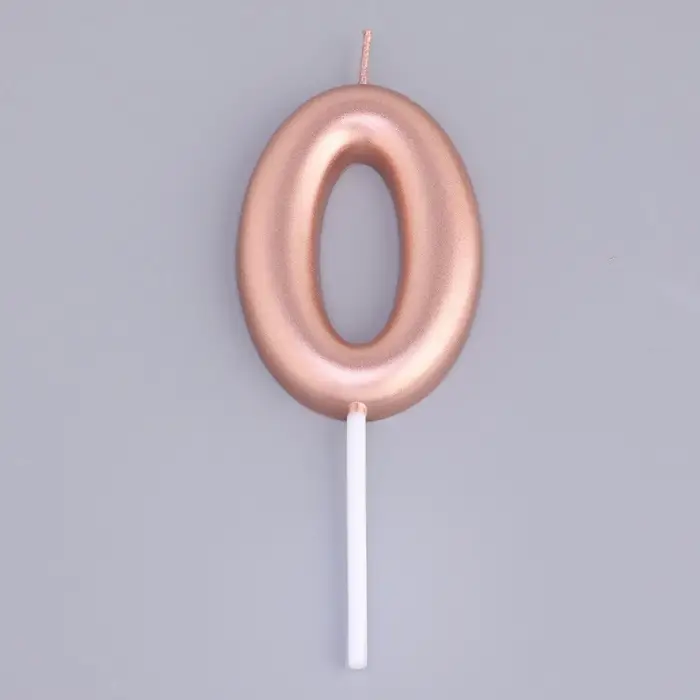 Свеча в торт «Европейская», цифра 0, 6 см, розовое золото Свеча в торт «Европейская», цифра 0, 6 см, розовое золото