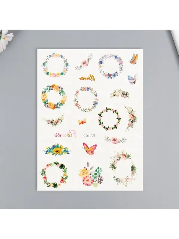 Переводные тату на тело цветные «Цветочные венки», 24×14.5 см, МИКС