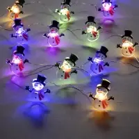 Гирлянда &laquo;Нить&raquo; 2 м, роса с насадками &laquo;Снеговик в шарфе&raquo;, IP20, серебристая нить, 20 LED, 2 режима, от батареек АА&times;2, свечение мульти