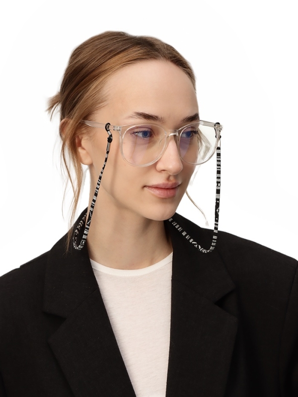 Шнурок для очков на шею 70 см, черный с узором Шнурок для очков на шею 70 см, черный с узором