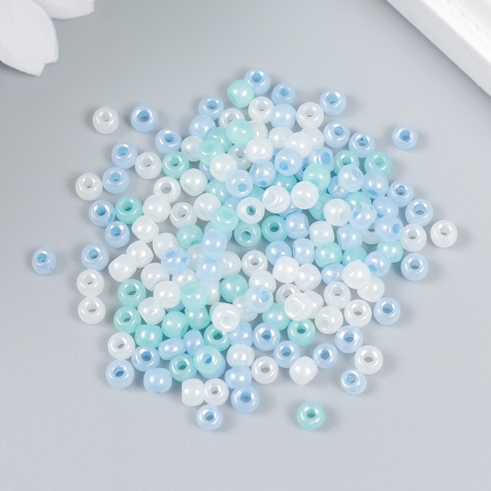 Бисер стекло 6/0  Бисер стекло 6/0 "Голубой меланж" 10 гр