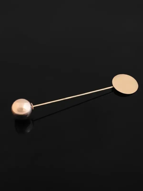 Основа &laquo;Брошь-игла&raquo; с шариком d=1.2 см (набор 5 шт.), L=7 см, площадка 1.5 см, цвет золото