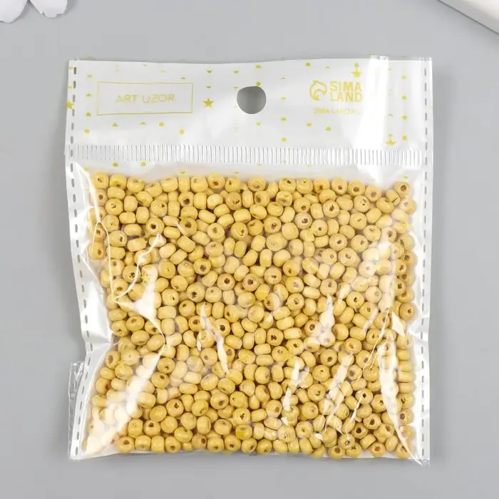 Бусины для творчества дерево "Жёлтые" d=0,4 см набор 20 гр