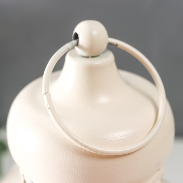 Подсвечник металл, стекло Подсвечник металл, стекло "Фонарь - цветущие вензеля" d-10 см белый 13,5х15х29 см