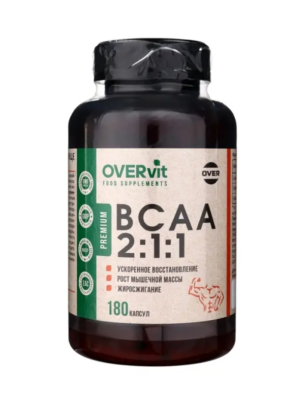 Комплексная добавка к пище BCAA 2:1:1 OVERvit, 180 капсул