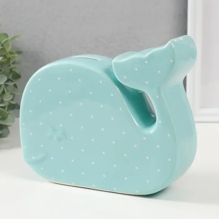 Копилка для денег &laquo;Китёнок в горох&raquo;, керамика, зелёный, 21.5&times;5.2&times;18.2 см