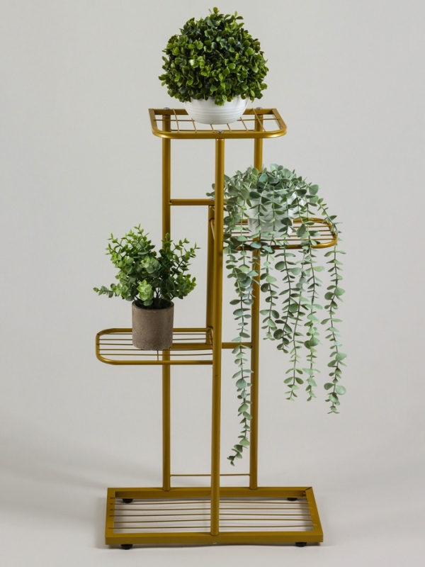 Подставка для цветов Greengo, 4 полки, 43 × 22 × 82 см, напольная, металл, цвет золотой Подставка для цветов Greengo, 4 полки, 43 × 22 × 82 см, напольная, металл, цвет золотой