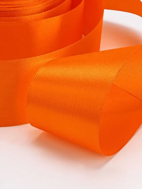 Лента атласная, 50 мм, 23&plusmn;1 м, ярко-оранжевая №25