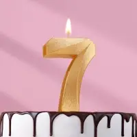 Свеча в торт «Цифра 7», золотая, 6.5 см
