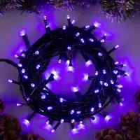 Гирлянда &laquo;Нить&raquo; 10 м, IP20, тёмная нить, 100 LED, 8 режимов, 220 В, свечение фиолетовое