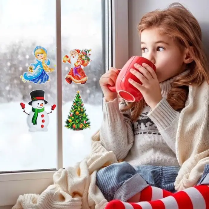 Наклейки на окна &laquo;Новогодний&raquo; 4 наклейки в наборе, 14&times;16 см