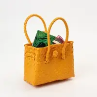 Сумка плетёная пластиковая, 23&times;11&times;30 см, жёлтая