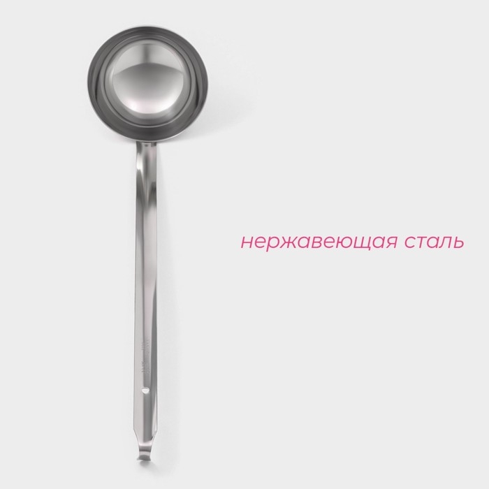 Половник из нержавеющей стали Доляна Everyday, 250 мл, 44×10,5 см, цвет серебряный