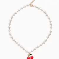 Колье на жемчужной дорожке &laquo;Вишенка&raquo;, цветная в золоте, 40 см