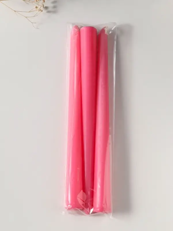 Набор свечей античных 25 см, 3 шт., 58 г, 7 ч, розовый