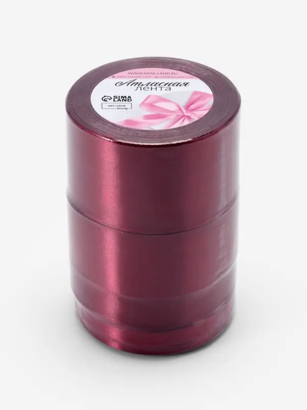 Атласная лента, набор 5 шт., 6/10/20/40/50 мм, 23&plusmn;1 м, бордовая №165