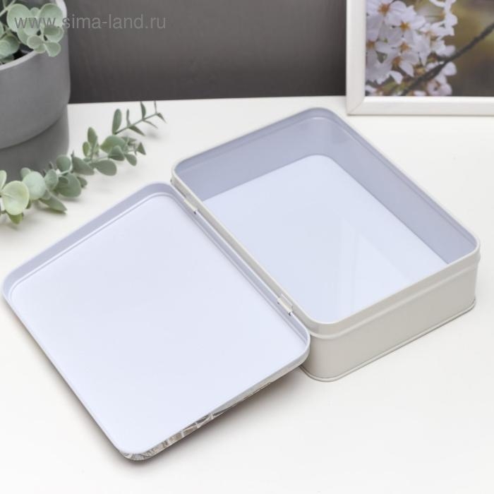 Шкатулка металл прямоугольная Шкатулка металл прямоугольная "Домик с зеленью" 5,5х13,8х19,4 см