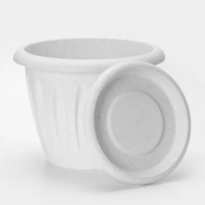 Горшок для цветов с поддоном &laquo;Фелиция&raquo;, 10.4 л, d=31.9 см, h=24.5 см, пластиковый, цвет мраморный