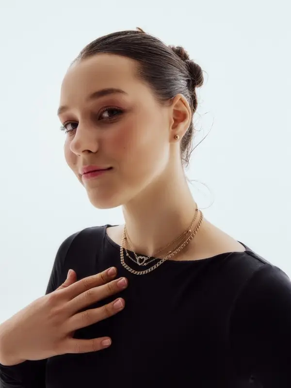 Набор 2 предмета: 3 колье, 3 пары пусет &laquo;Эстетика&raquo;, сердце, белый в золоте, 32 см