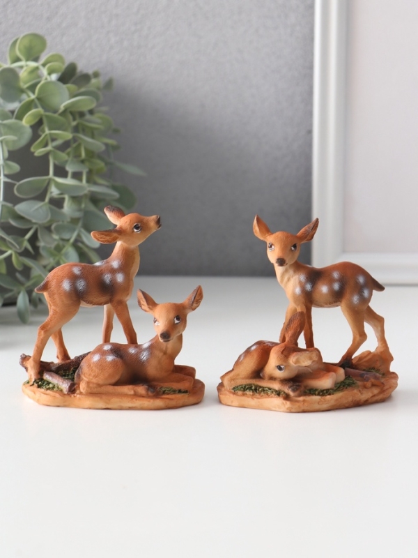 Сувенир полистоун  Сувенир полистоун "Два оленёнка" МИКС 10х5,6х9,6 см