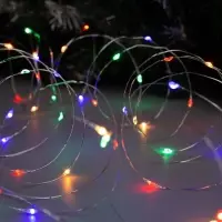 Гирлянда &laquo;Нить&raquo; 5 м, роса, IP20, серебристая нить, 50 LED, 2 режима, от батареек АА&times;3, свечение тёплое белое / мульти